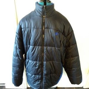 Starter Men’s Black Blue Down Puffer Winter Zip Up